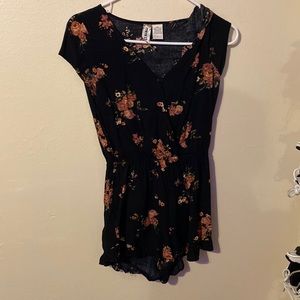 Black floral romper